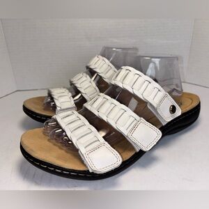Clarks Laurieann Hope Women’s Slide Sandals Size 11 White Leather Comfort